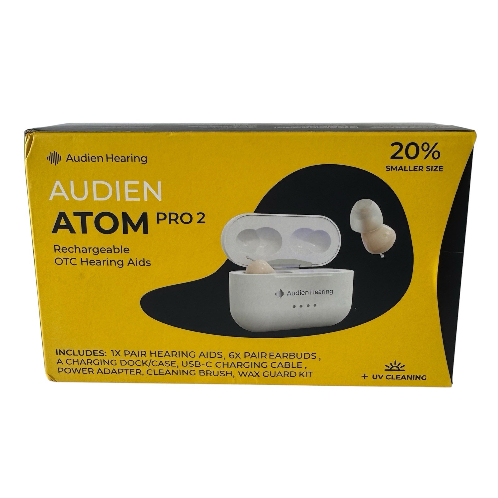 Audien ATOM PRO 2 Wireless Rechargeable OTC Hearing Aids (New)(Open Box)