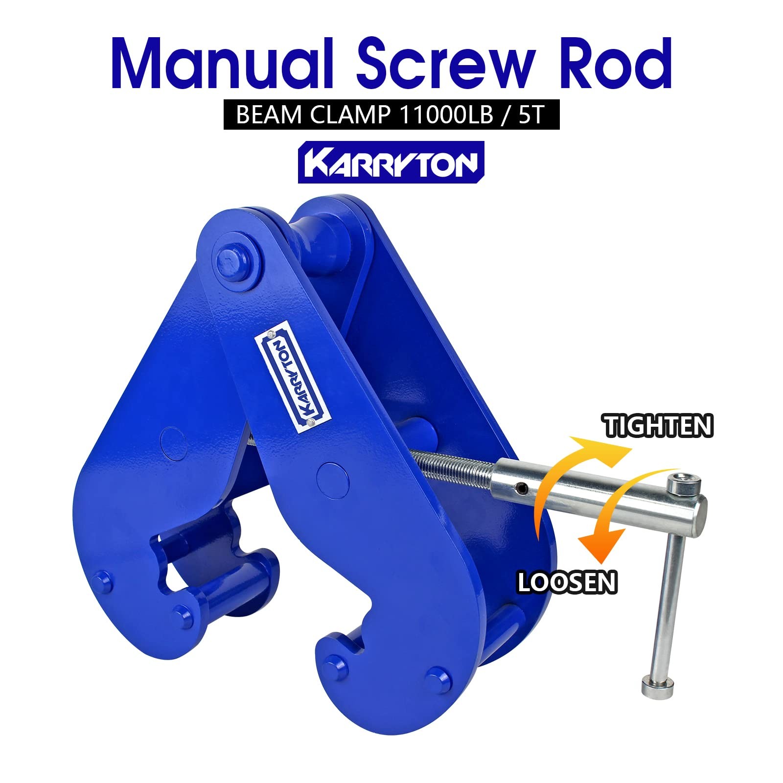 KARRYTON Beam Clamp 11000LB/5Ton,for Lifting & Rigging, 5T-1PC, Blue
