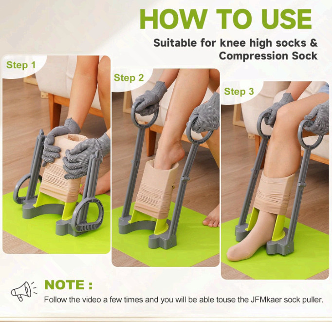 Compression Sock Aid Device w/ Silicone Anti-Slip Mat for Seniors Stocking Aid