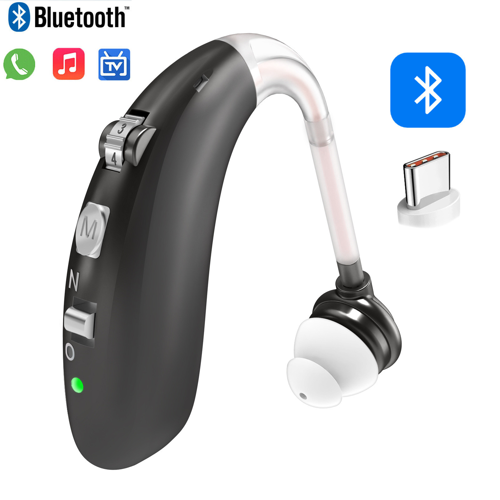 1 Pc / 1 Pair Bluetooth Rechargeable Digital Hearing Aids Sound Voice Amplifier