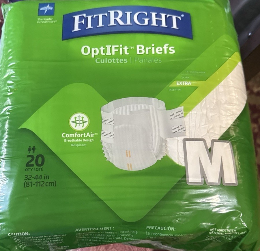 Fit Right OptiFit Briefs Medium 20ct Adult Incontinence Comfort A – New