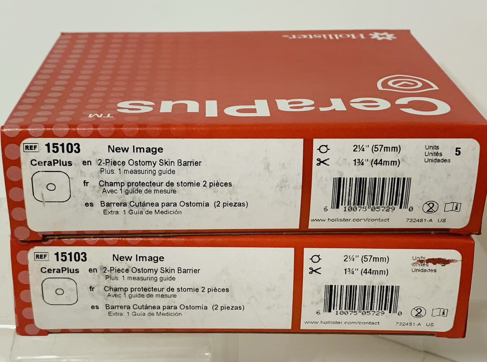 2 BOXES Hollister CeraPlus 15103 New Image 2-Pc Ostomy Skin Barrier 2-1/4″