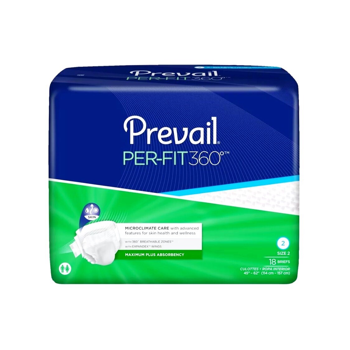 Prevail Per-Fit 360° Daily Briefs, Maximum Plus Absorbency Dri-Fit 18/Bag-LARGE