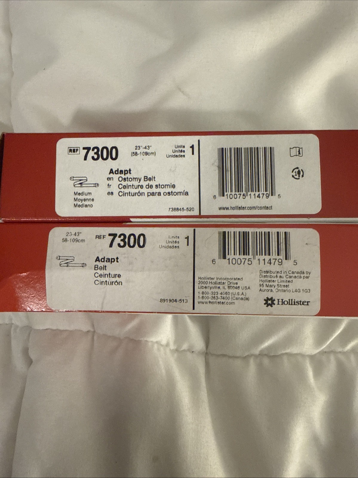 2 Hollister 7300 Adapt Adjustable Ostomy Belts 23″ to 43″ Waist New In Box