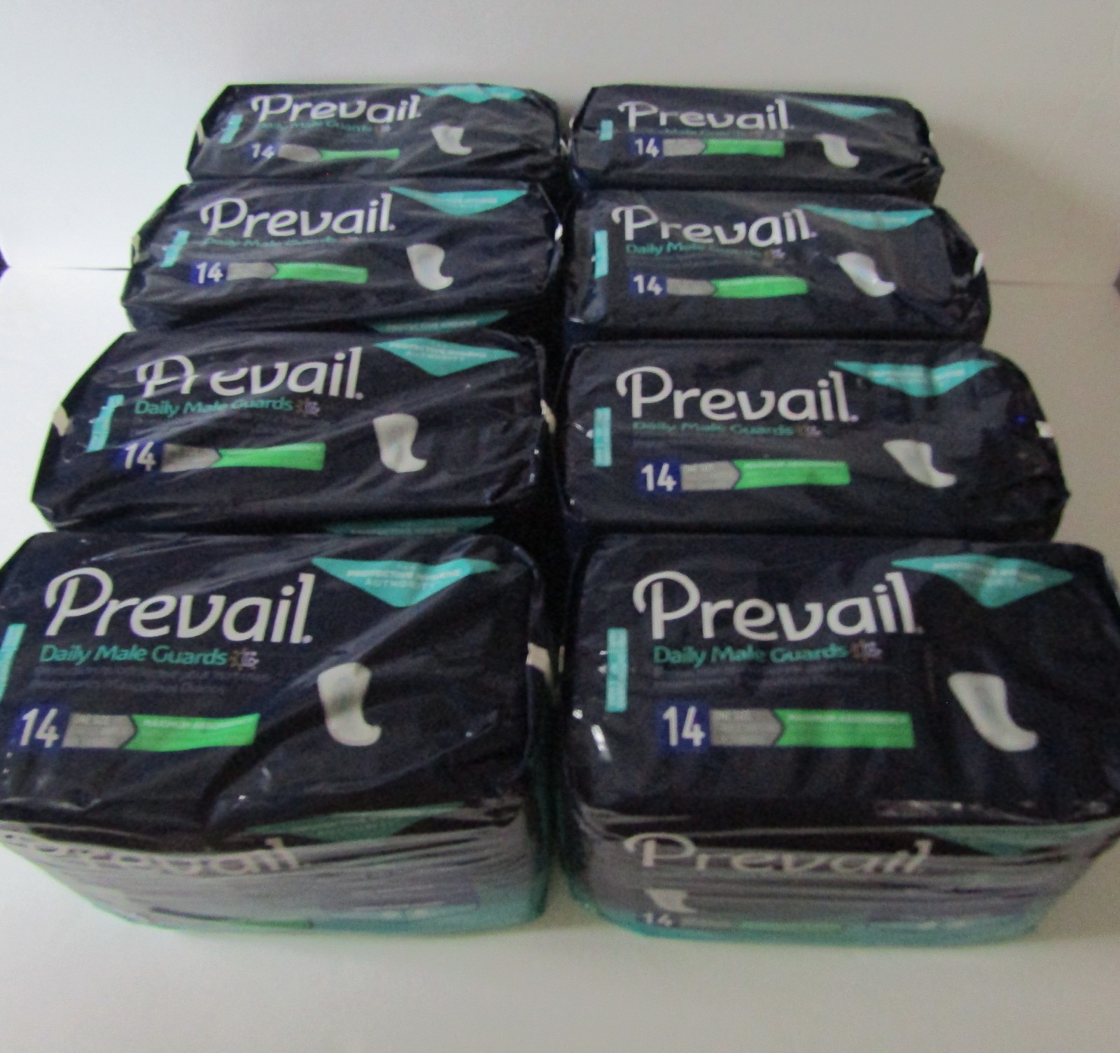 8 New Packs Prevail Daily Male Guards Pads Max Absorbency Gel Maxsorb One Size