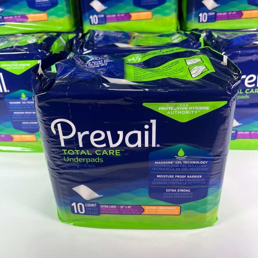 Prevail Total Care Underpads Extra Strong (XL 30″x30″) Case Lot 12 Pk (Qty 120)