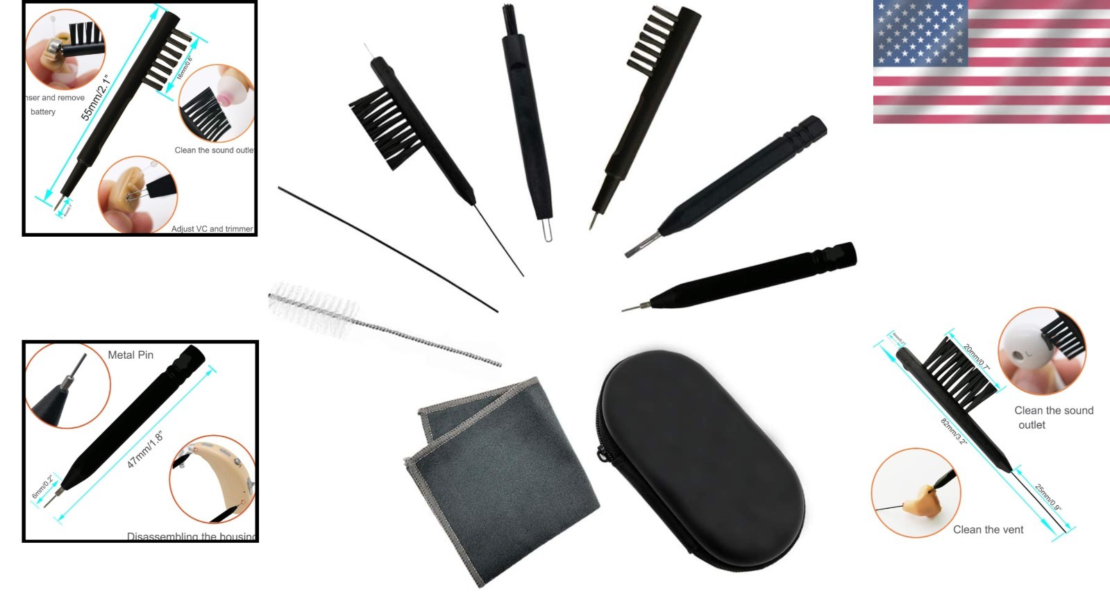 Reusable 8-Piece Hearing Aid Maintenance Set – Includes Compact Storage Case