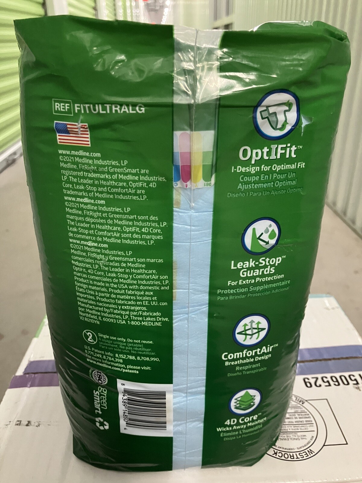 MEDLINE 40x FitRight OptiFit Ultra Adult Sz L Leak-Stop Incontinence Briefs NEW