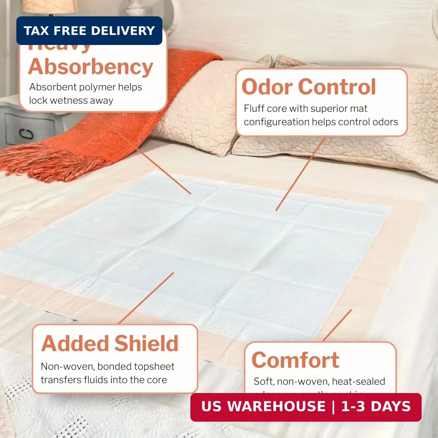 McKesson Underpads Disposable Bed Pads 30″ x 36″ [100 Count], Heavy Absorbency,