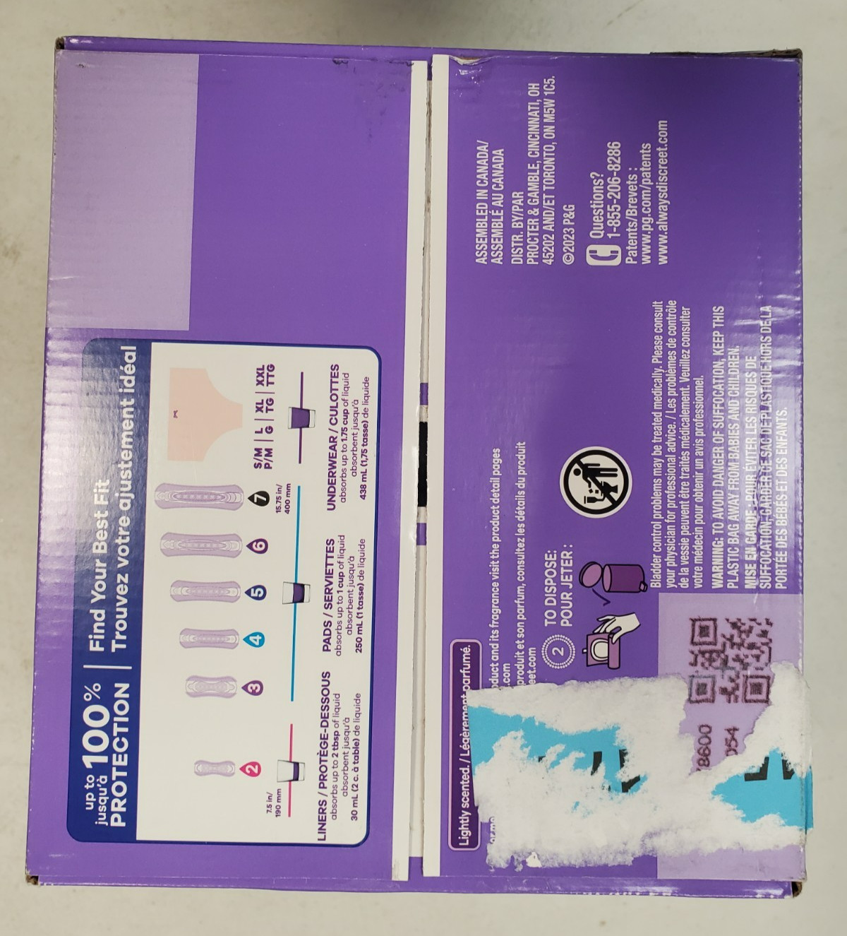 108 Count Always Discreet Incontinence Pads *4 Moderate* Reg. Length 3342-R9P1b