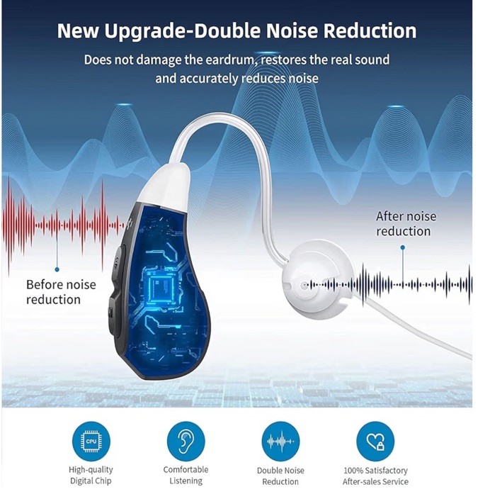 ONEBRIDGE JH-D59C BTE Hearing Aid Silver 4 Sound Profiles Tele-coil
