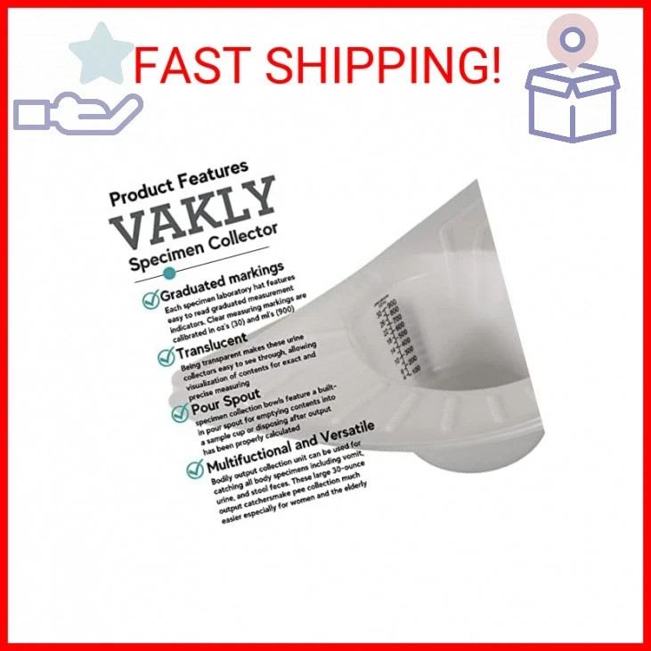 Graduated Specimen Collector Pans [Pack of 5] Toilet Nursing Hat for Urine, Vomi