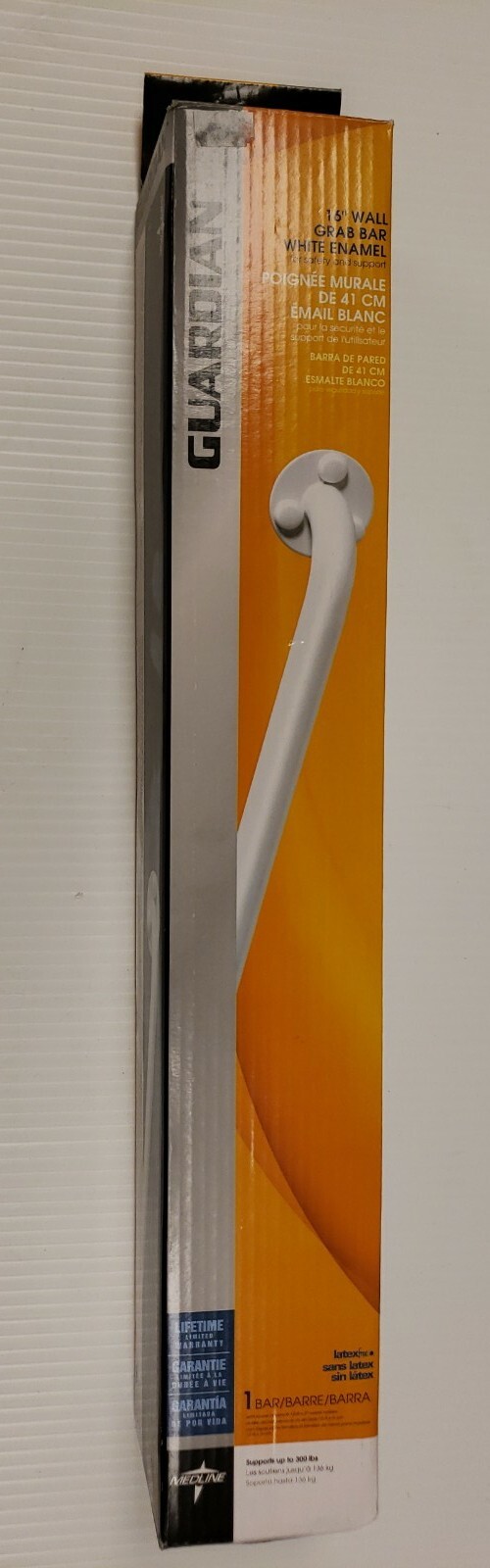 Medline Guardian White Enamel 16″ OR 18″ Grab Bar Wall Mount NEW