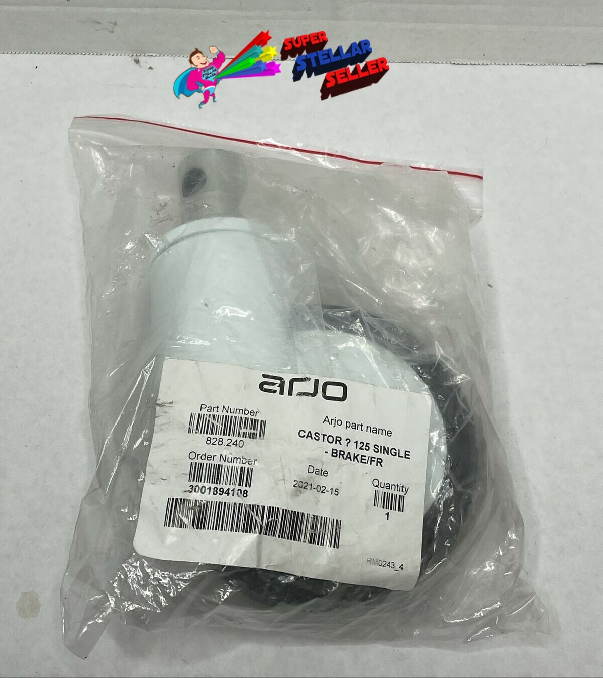 Arjo 125 Single Brake/FR Replacement Castor 828.240