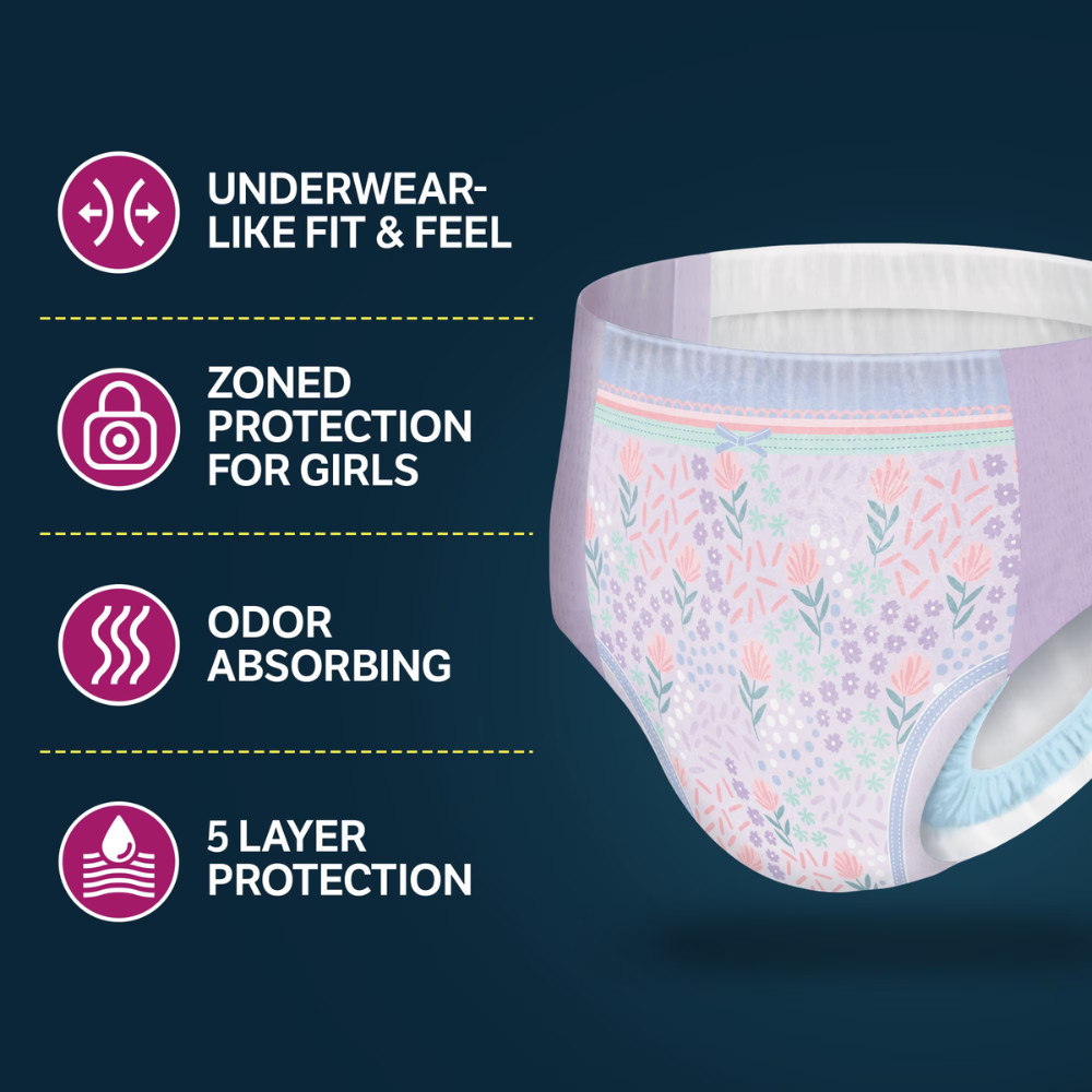 Goodnites Girls Nighttime Bedwetting Underwear, Size L, 68-95 lbs, 34Ct Pull Ups
