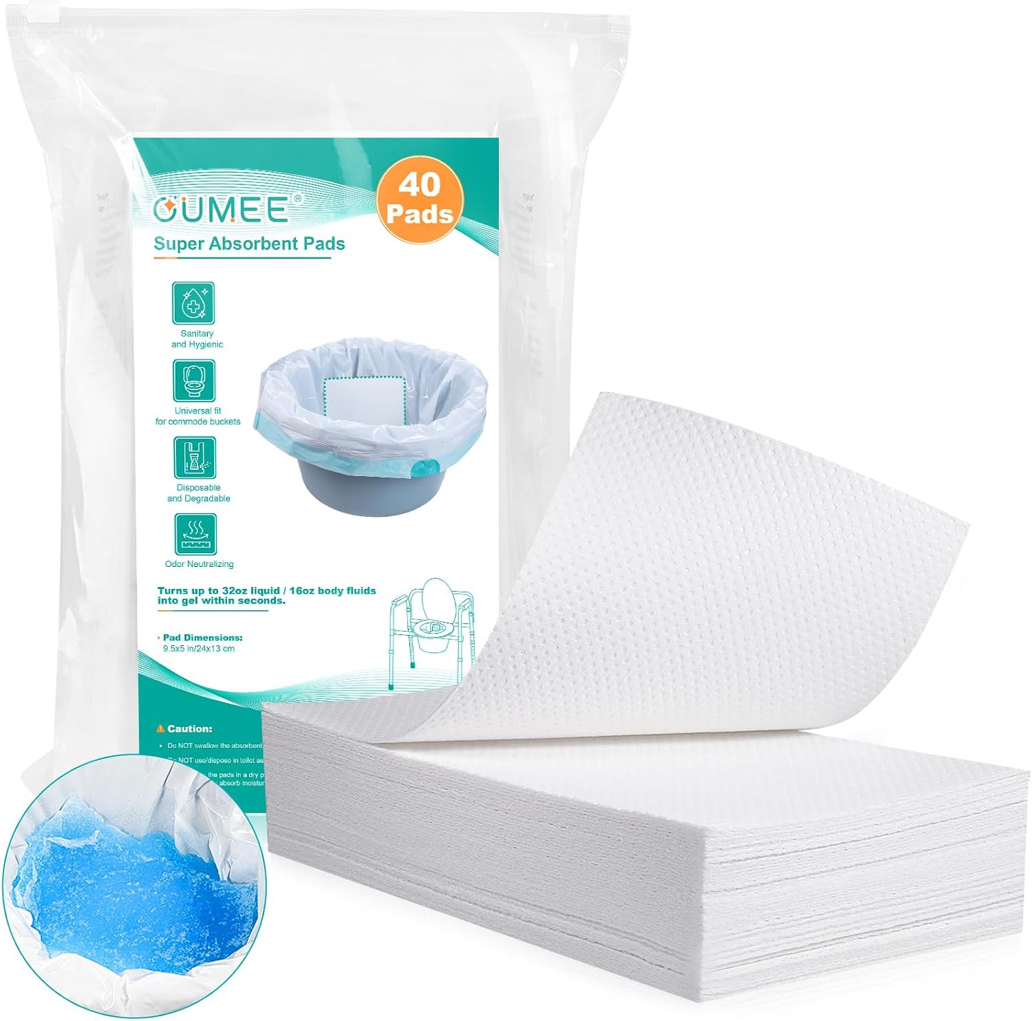 90 Count Absorbent Commode Pads for Bedside Commode Bucket, Commode Liners Pads