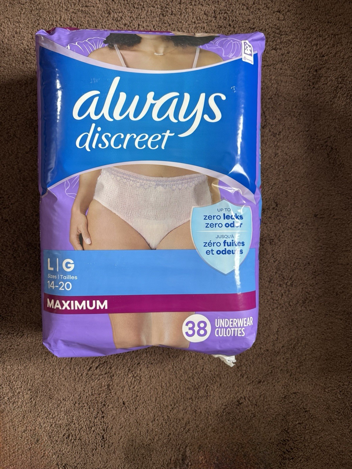 Always discreet Maximum Protection Underwear Size Large/38 count