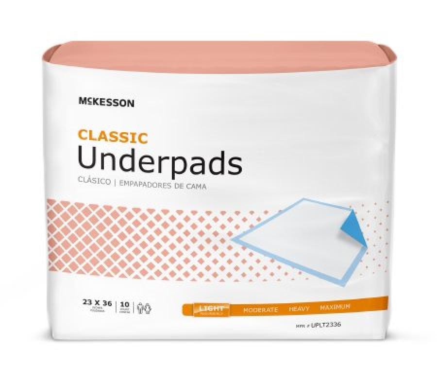 McKesson Classic Underpad Disposable Fluff/Polymer Core light Absorb 23×36″ 150