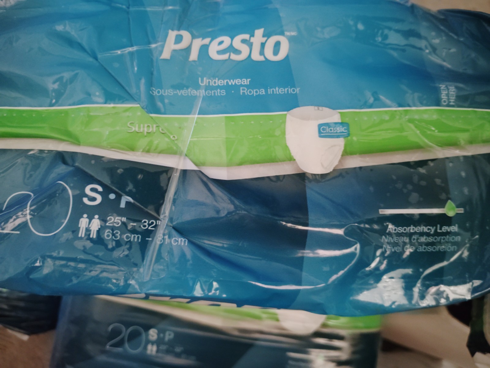 PRESTO Adult Underwear Supreme Classic – Size: S 20 Pack 22″- 36″
