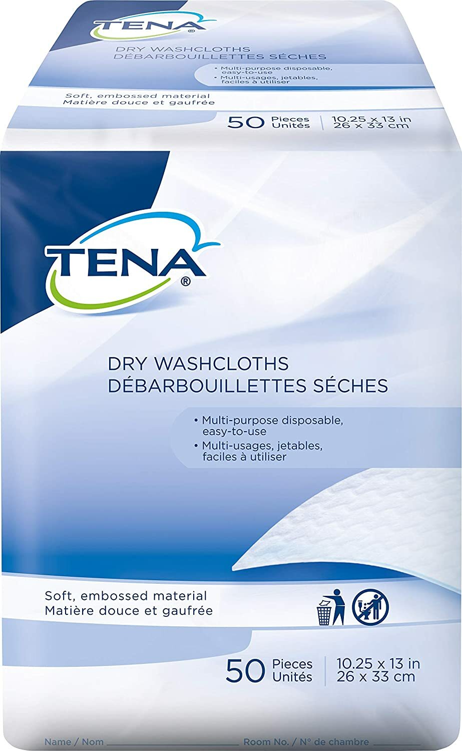 TENA Cliniguard Disposable Dry Wipes Pre-Folded 10″ x 13-1/4″ (Bag of 50)