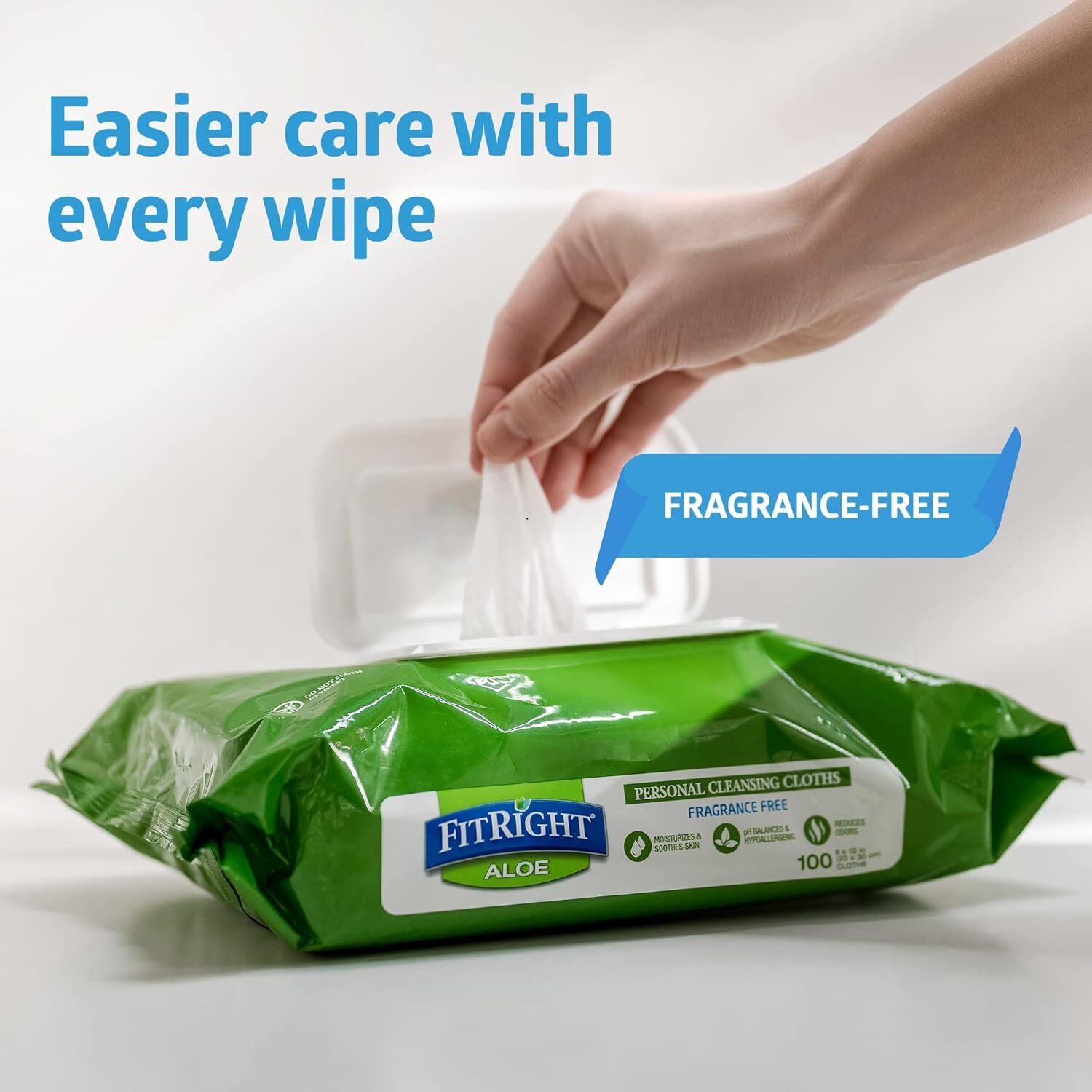 Fitright Personal Cleansing Wipes With Aloe (8X10 Inch) | 600 Pieces Moi