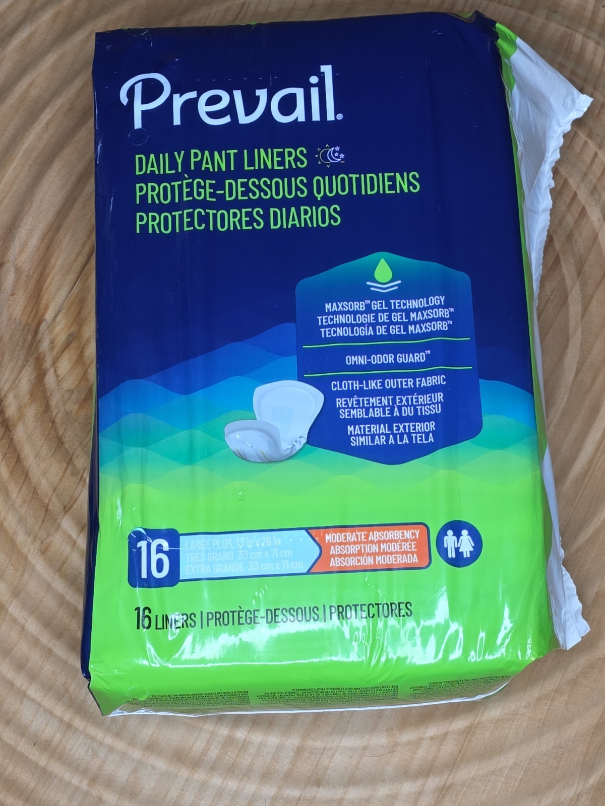 Prevail Pant Liner Elastic Large Plus 13” x 28” – Bag of 16 FREE SHIPPING