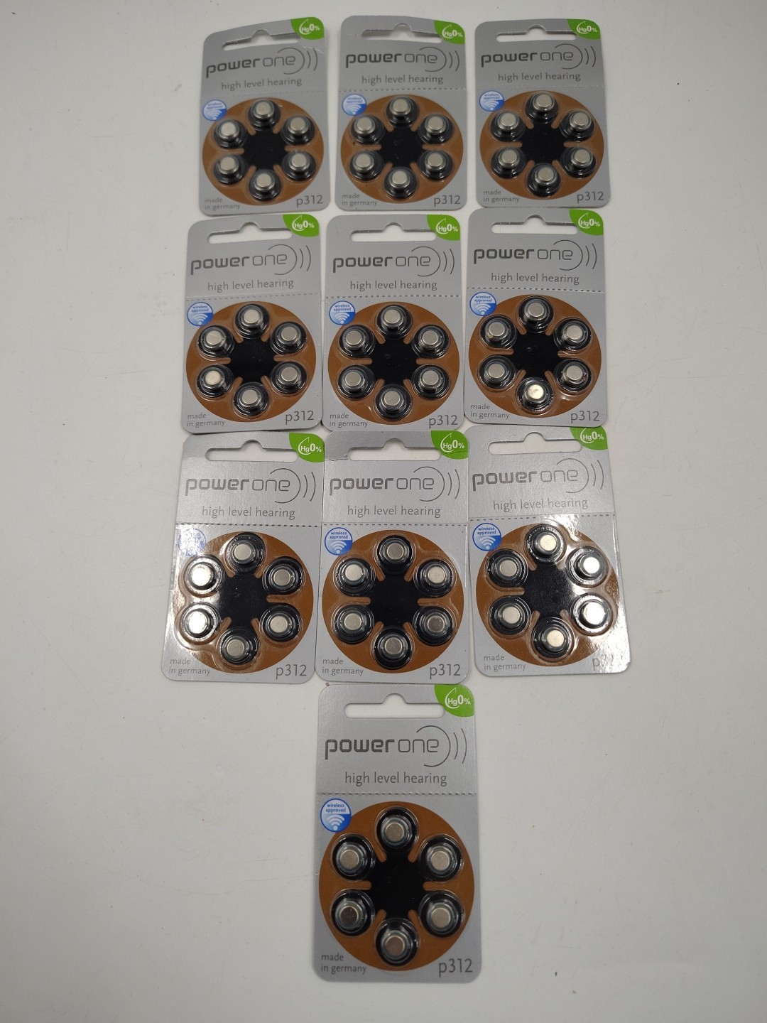(10 packs) POWER ONE WIRELESS Approved Hearing Aid Batteries p312 1.4v Exp 04-22