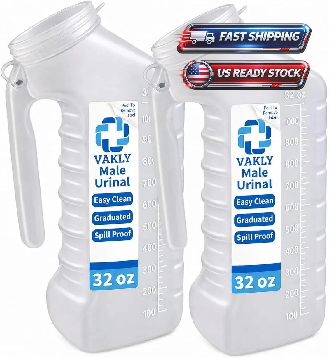 2PCS 1200Ml Urinals for Men Spill Proof Portable Urinal Plastic Urine Bottle w