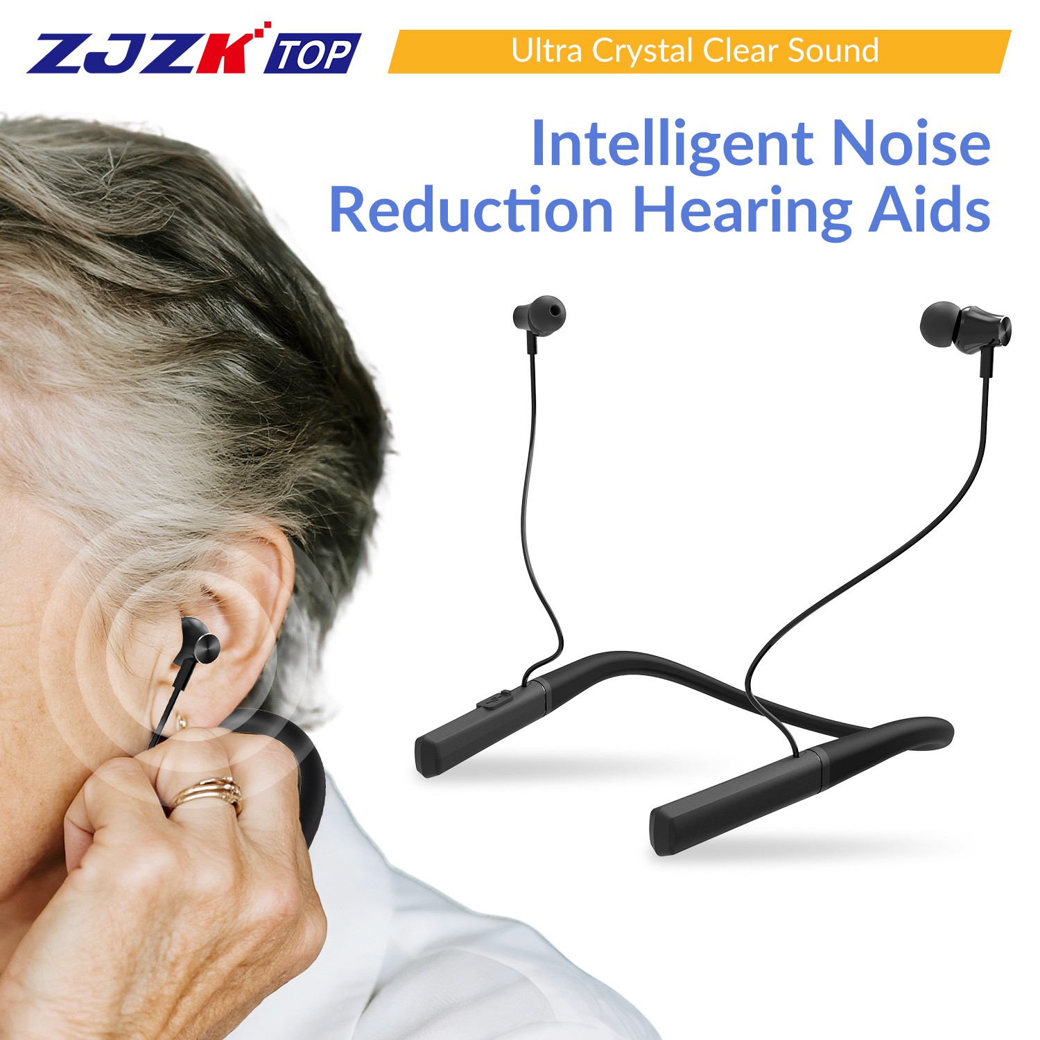 OTC Neckband Hearing Aids for Seniors Severe Noise Reduction & Tinnitus Mask