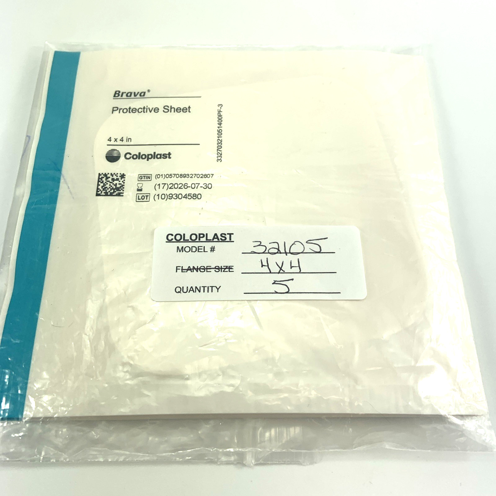 5 Coloplast Brava 32105 Skin Protective Sheet 4 X 4″ Exp. 2026 *Note