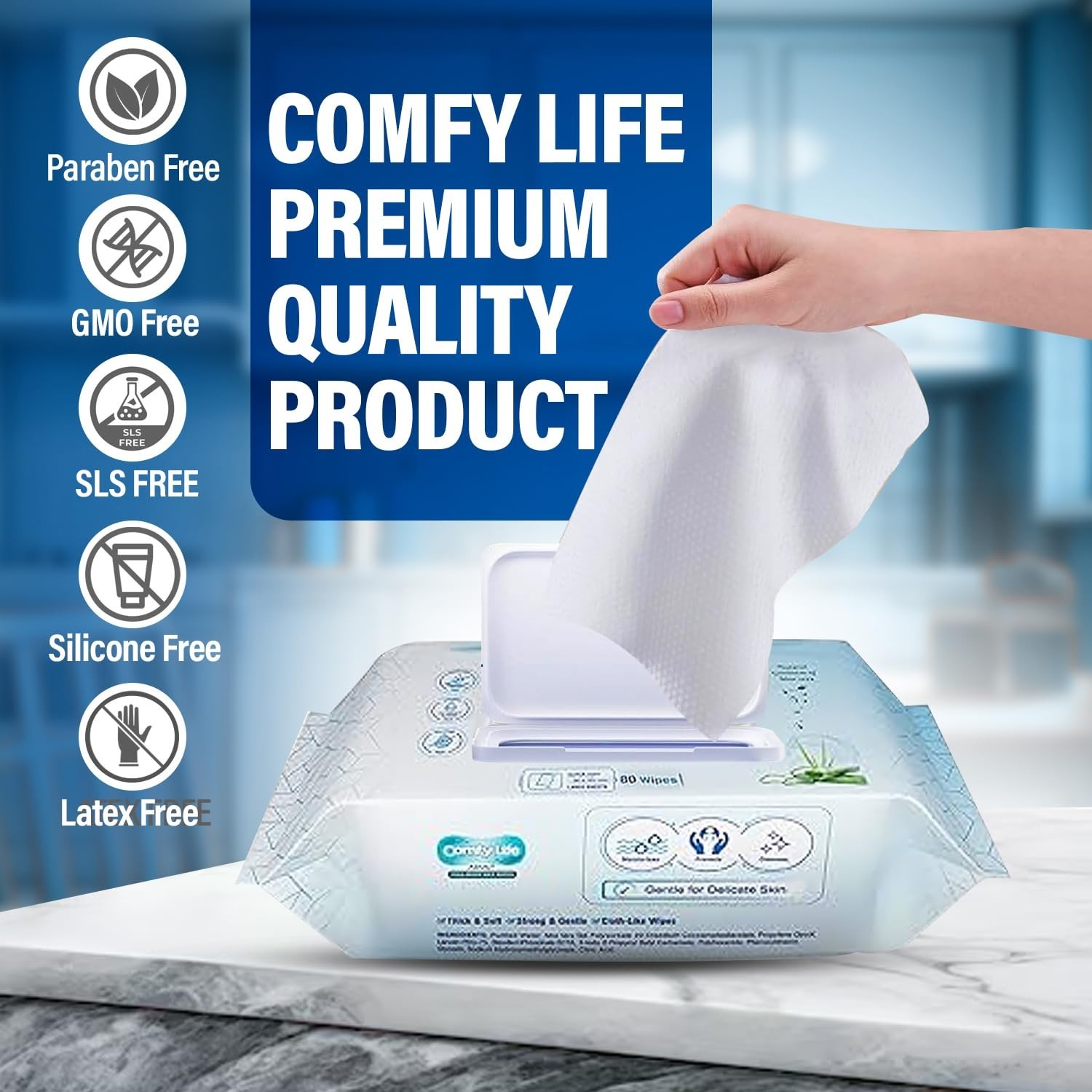 Luxury Full Body Cleansing Wipes – Hypoallergenic & Fragrance-Free, 80 Count