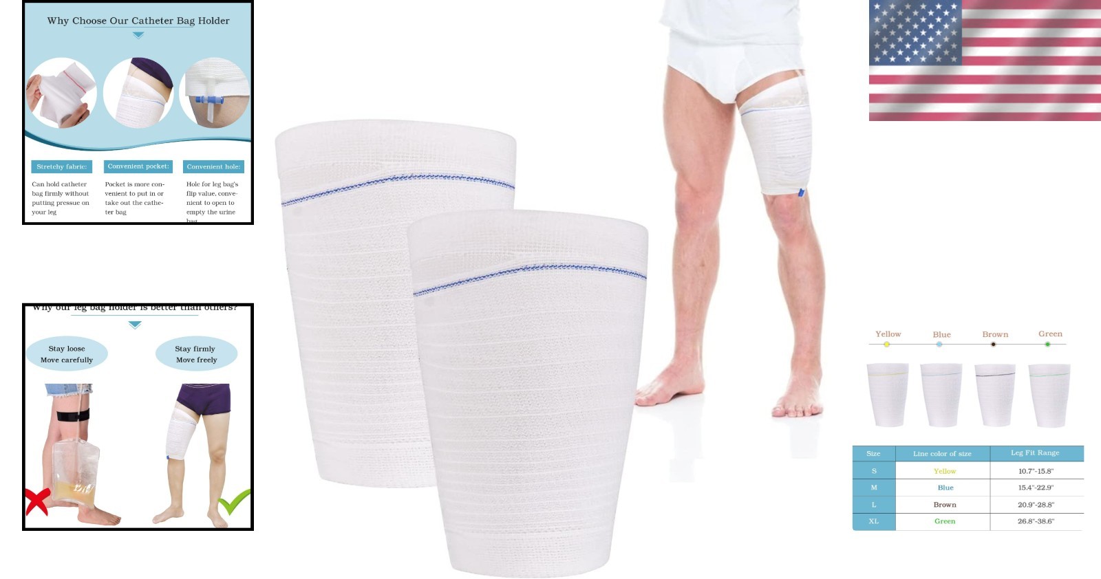 Comfort-Fit 2 Pack Catheter Leg Bag Holders – Essential for Incontinence Care