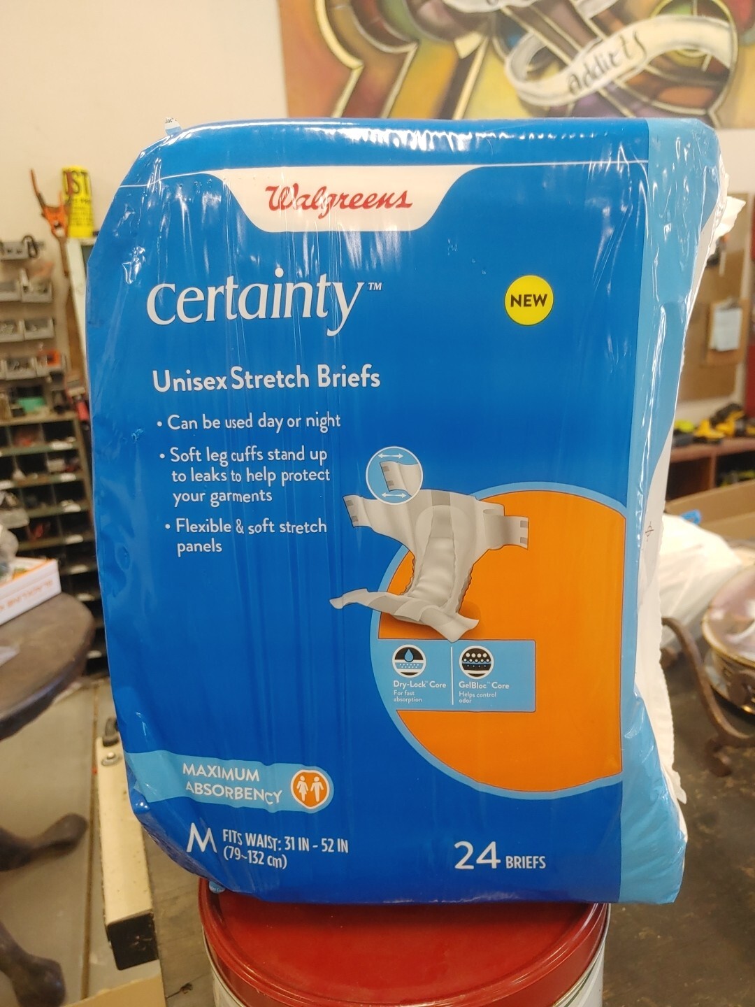 Walgreens CERTAINTY Unisex Stretch Briefs 24 Count Maximum Absorbency Size M