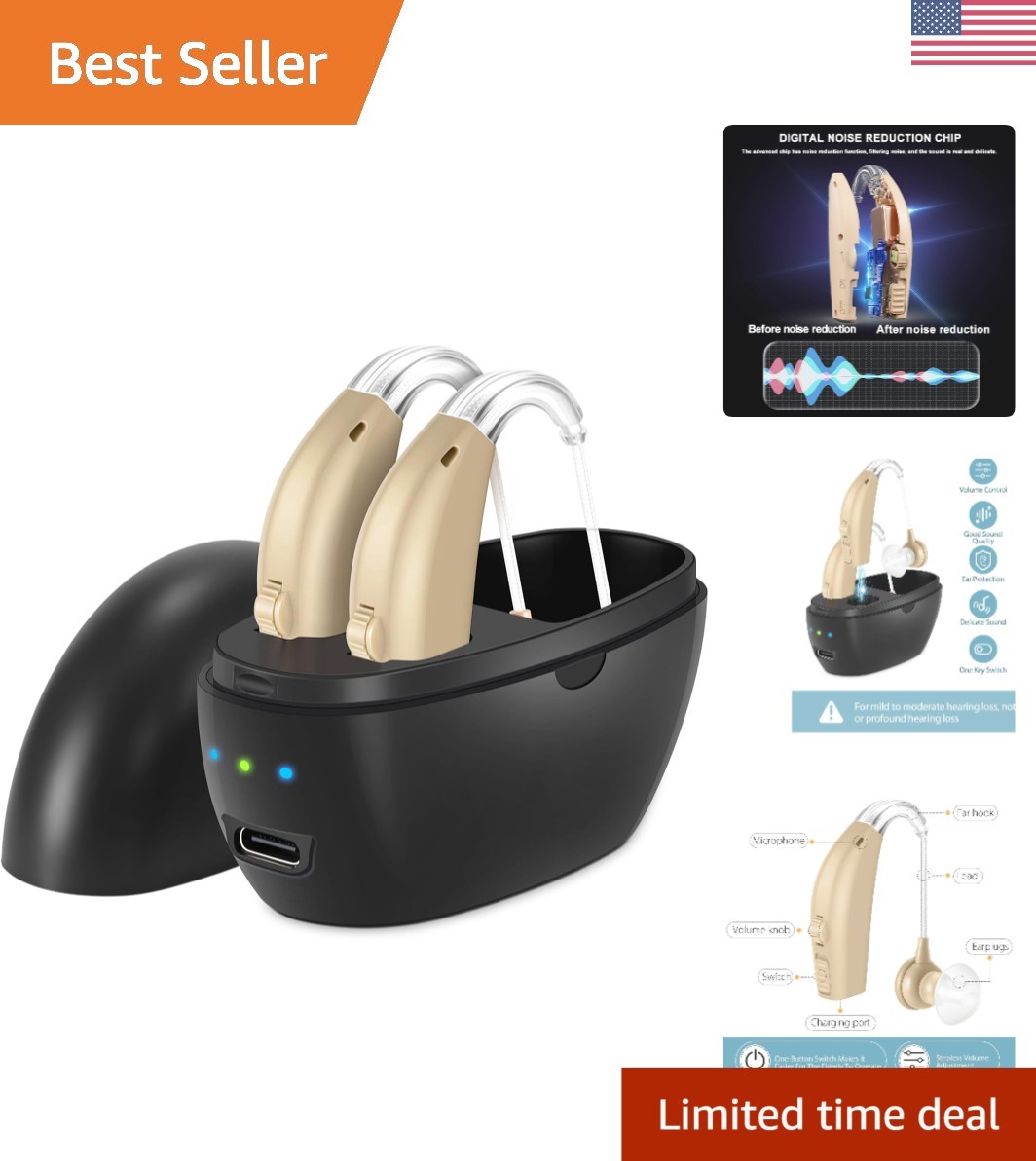 Dual-Pack Hearing Aids with Charging Case – Perfect for Everyday Use & Seniors