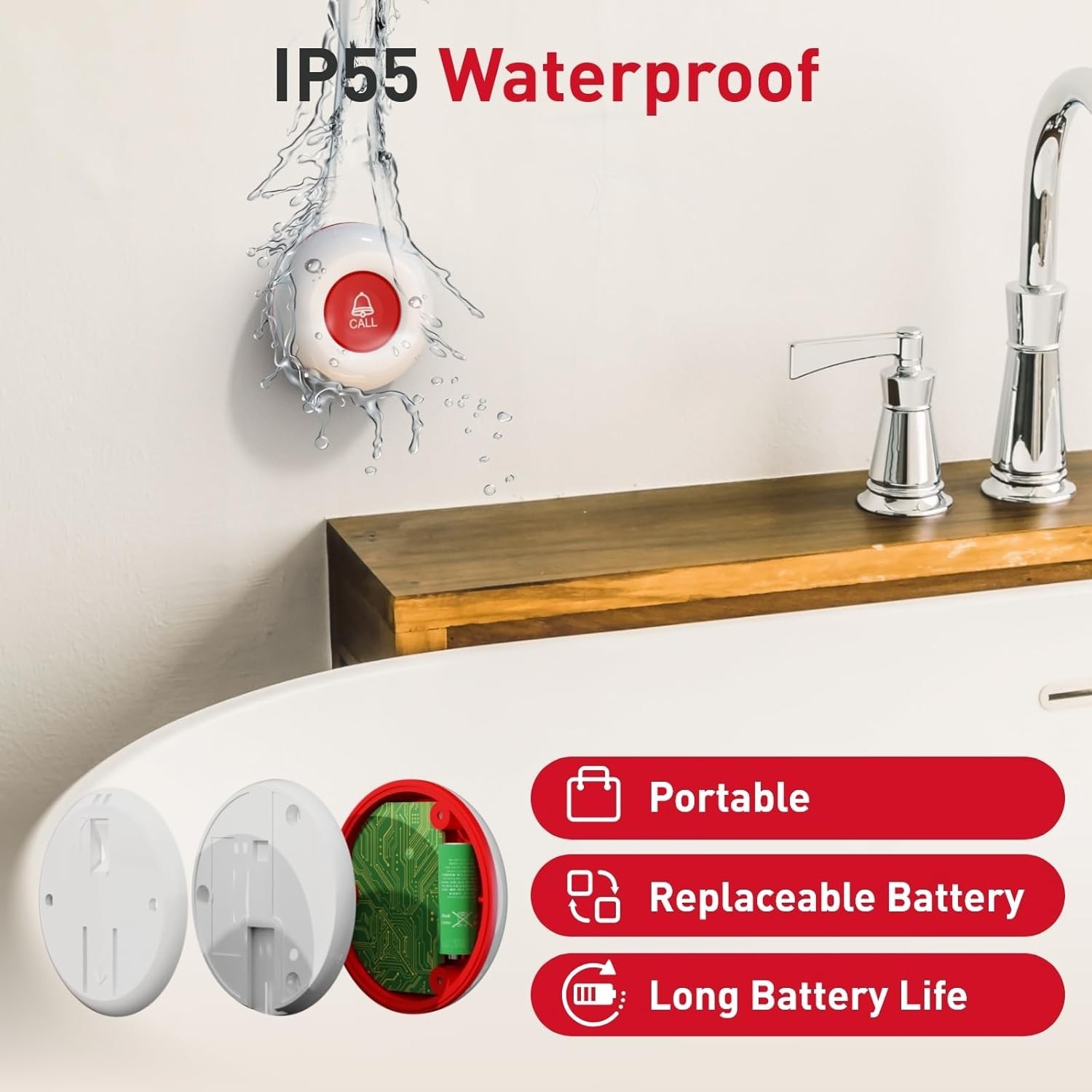 Caregiver Pager Wireless Alert Button Home Intercom System Long Range 2 Way R…