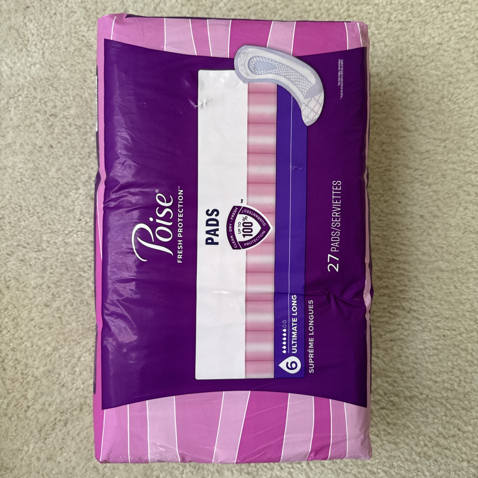 Poise Fresh Protection Ultimate Supreme (6) Long Pads – 27 Count