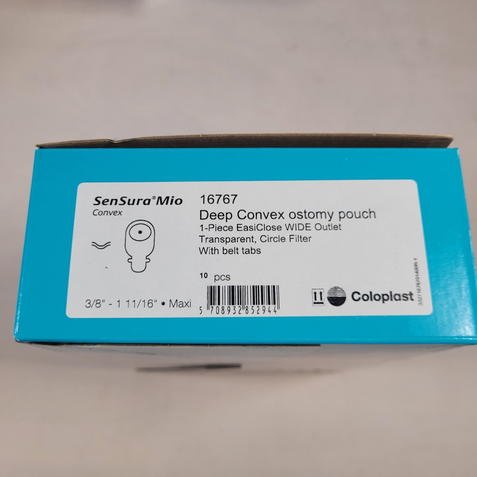 Coloplast SenSura Mio Convex Ostomy Pouch 16767 Wide Outlet 10/Box Exp 2027