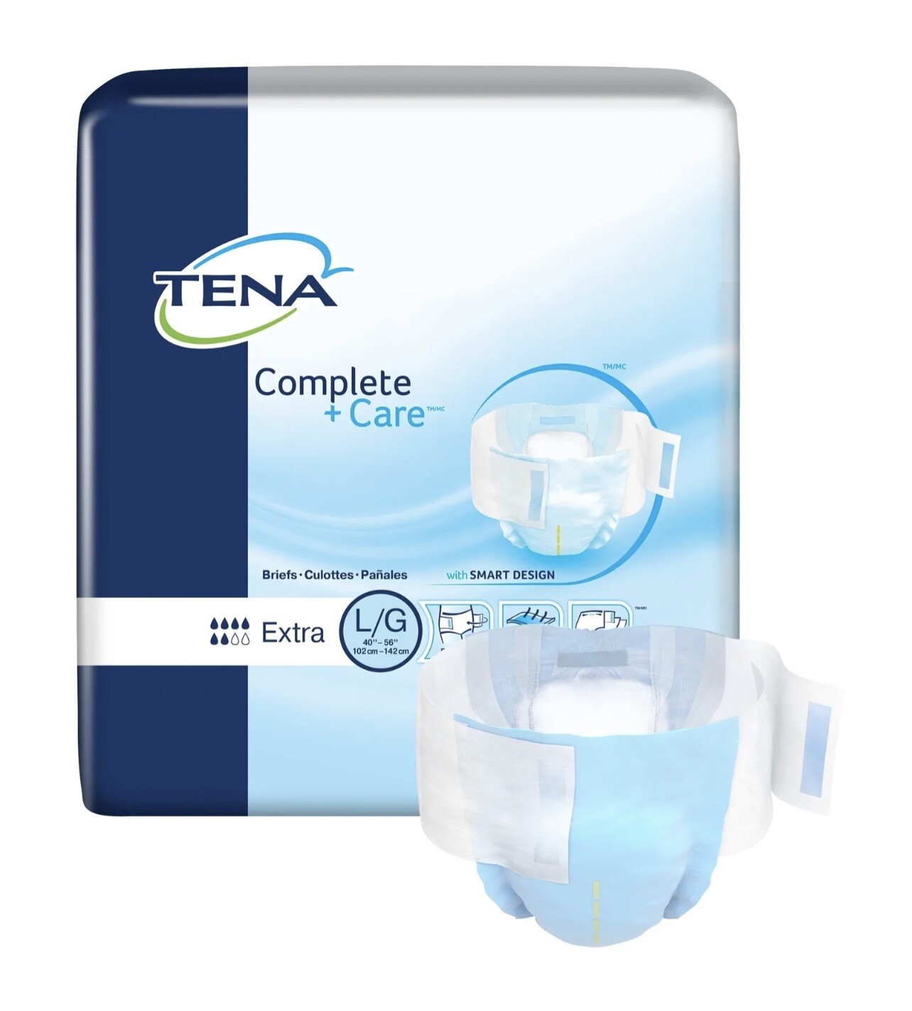 TENA Complete + Care Extra Incontinence Brief L Extra 69970 Extra 24 Ct