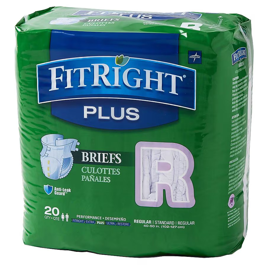FitRight plus Briefs case of 80 regular 40-50 in for bags of 20)