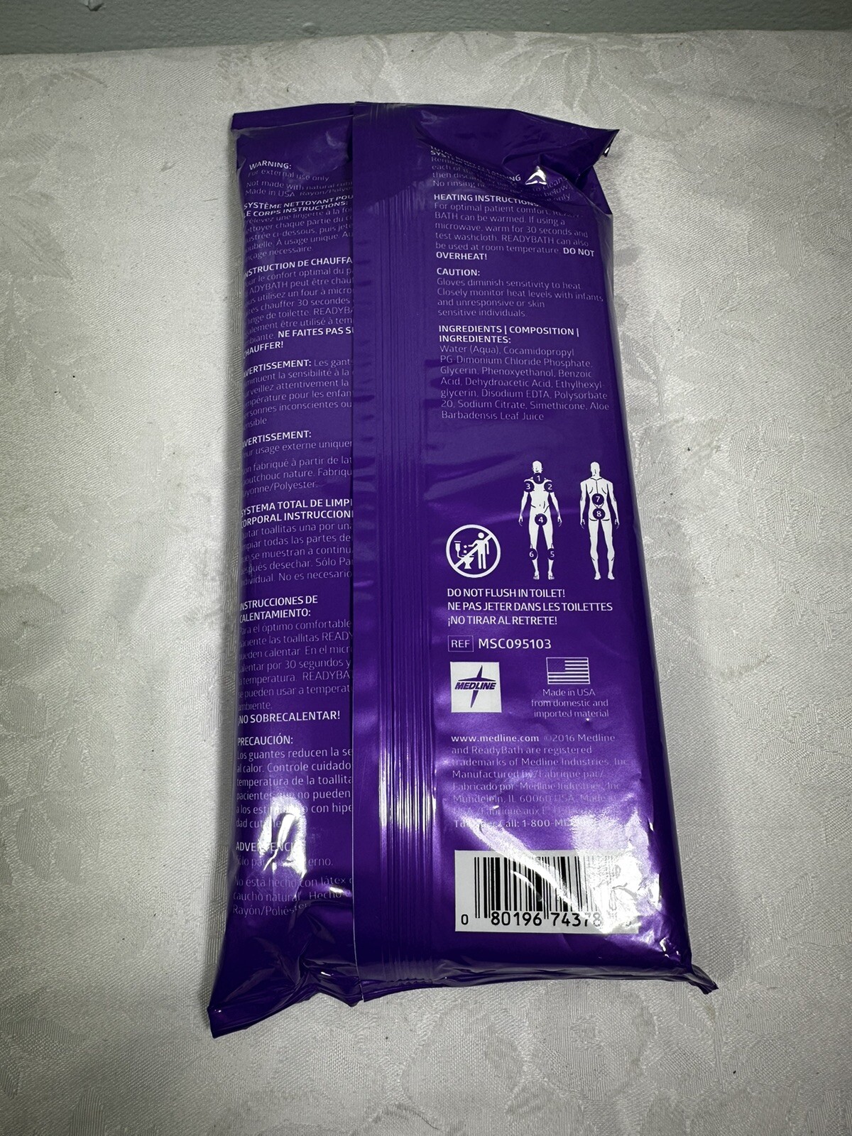 3 Pkgs Medline ReadyBath Select Bathing Cloth Fragrance Free 8/PKG Exp 05/26