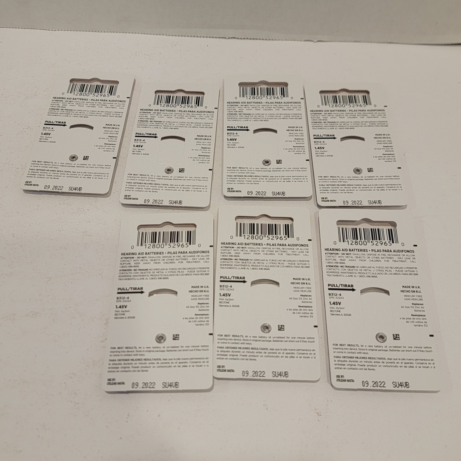 Beltone Hearing Aid Batteries LOT B347-312 4 Piece X 12 Packs Exp 2020 & 2022