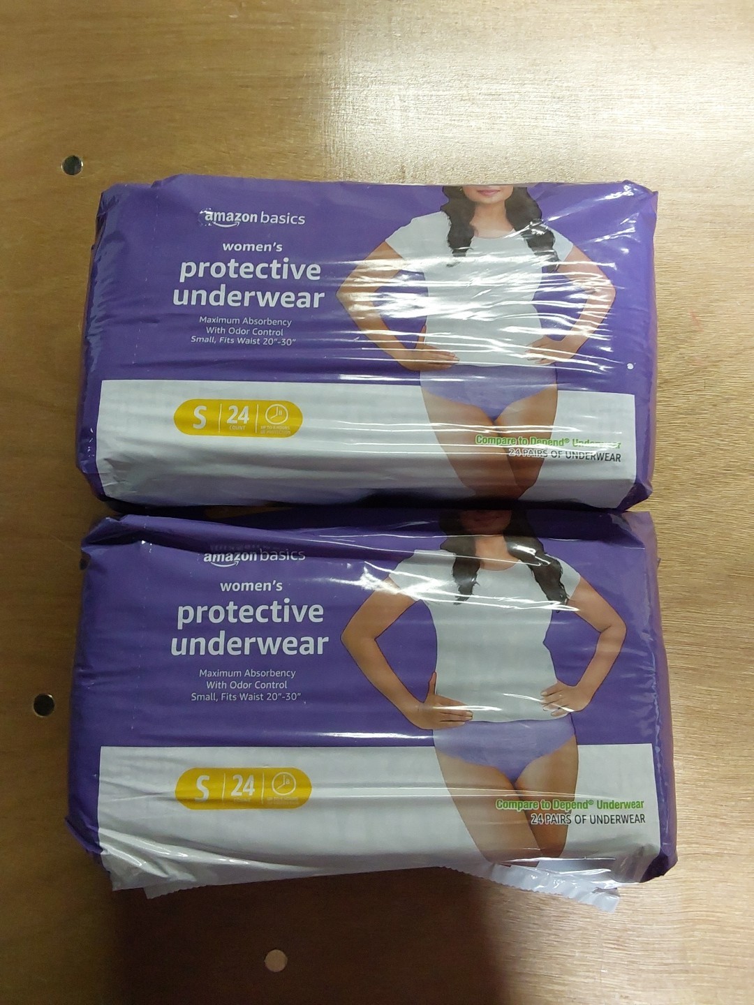 Amazon Basics Women’s Protective Underwear Size S, 2-24 Packs