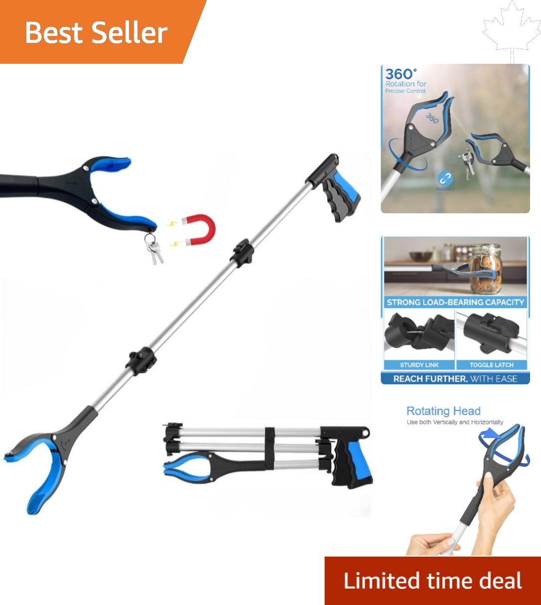 34 Inch Grabber Reacher Tool for Elderly – Lightweight & Magnetic Aid
