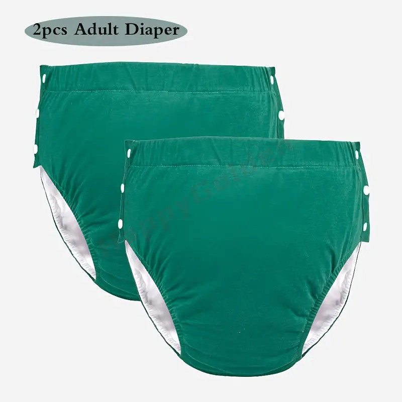 2Pack Reusable Cloth Diapers for Adults Leakproof Breathable Cotton Fabric L XL
