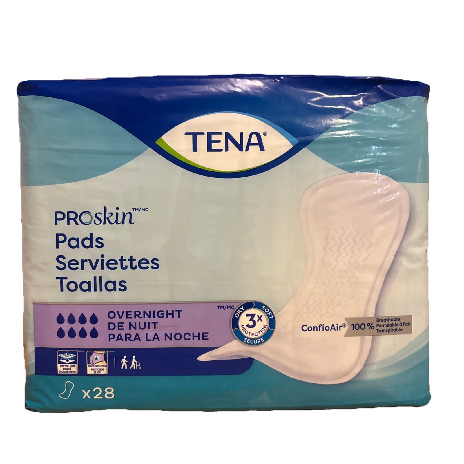 TENA ProSkin Overnight Adult Incontinence Pads Heavy Absorbency 16 inch 28 ct