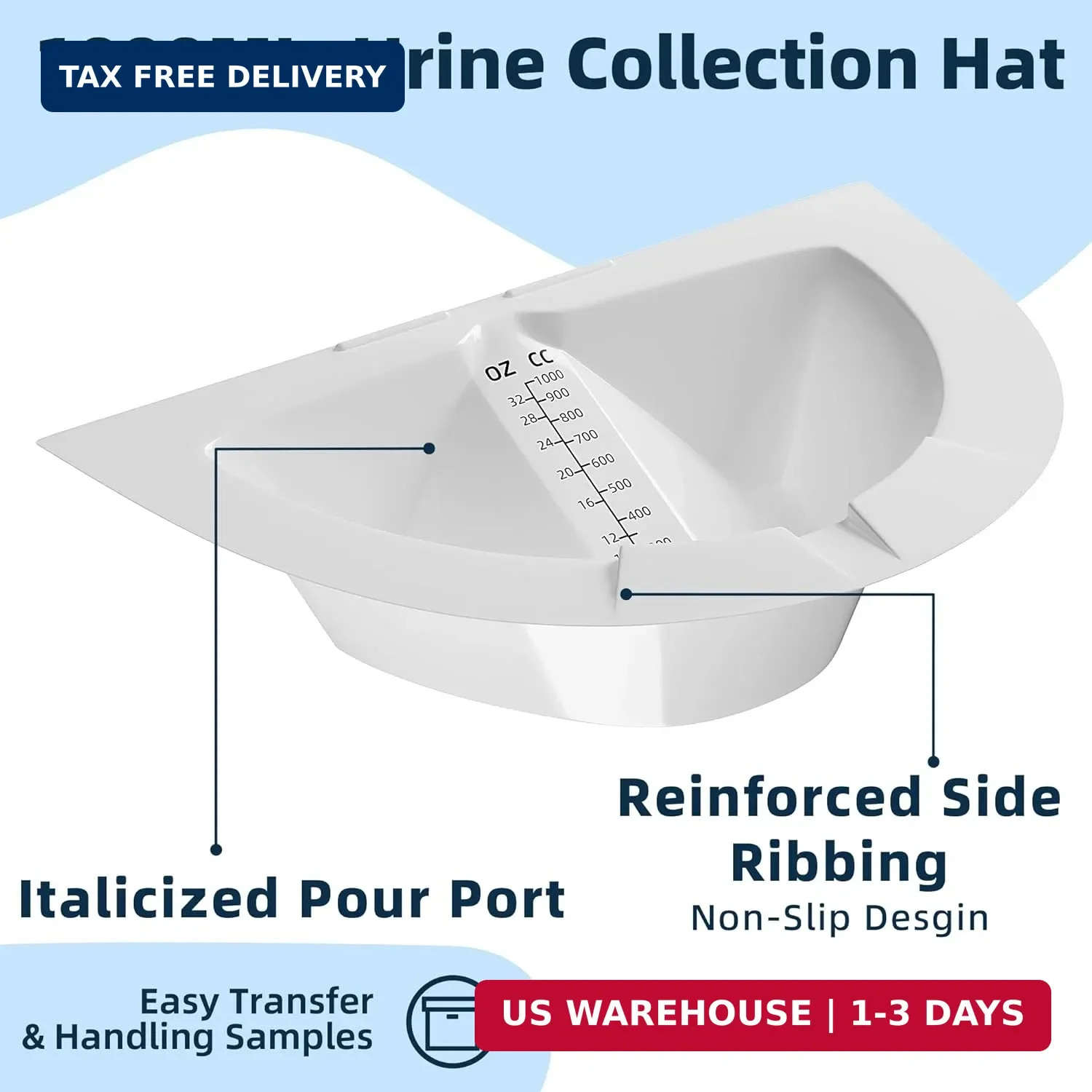 6 Pack Urine Collection Hat for Toilet, 32oz/1000cc Urine Catcher Specimen Colle