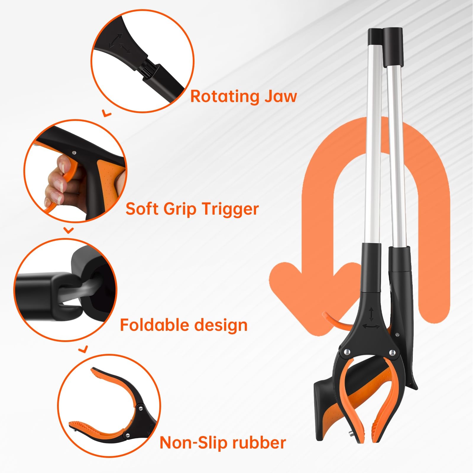 Grabber Reacher Tool,3-Pack 32″ Foldable Reacher Grabber Pickup Tool with 360…