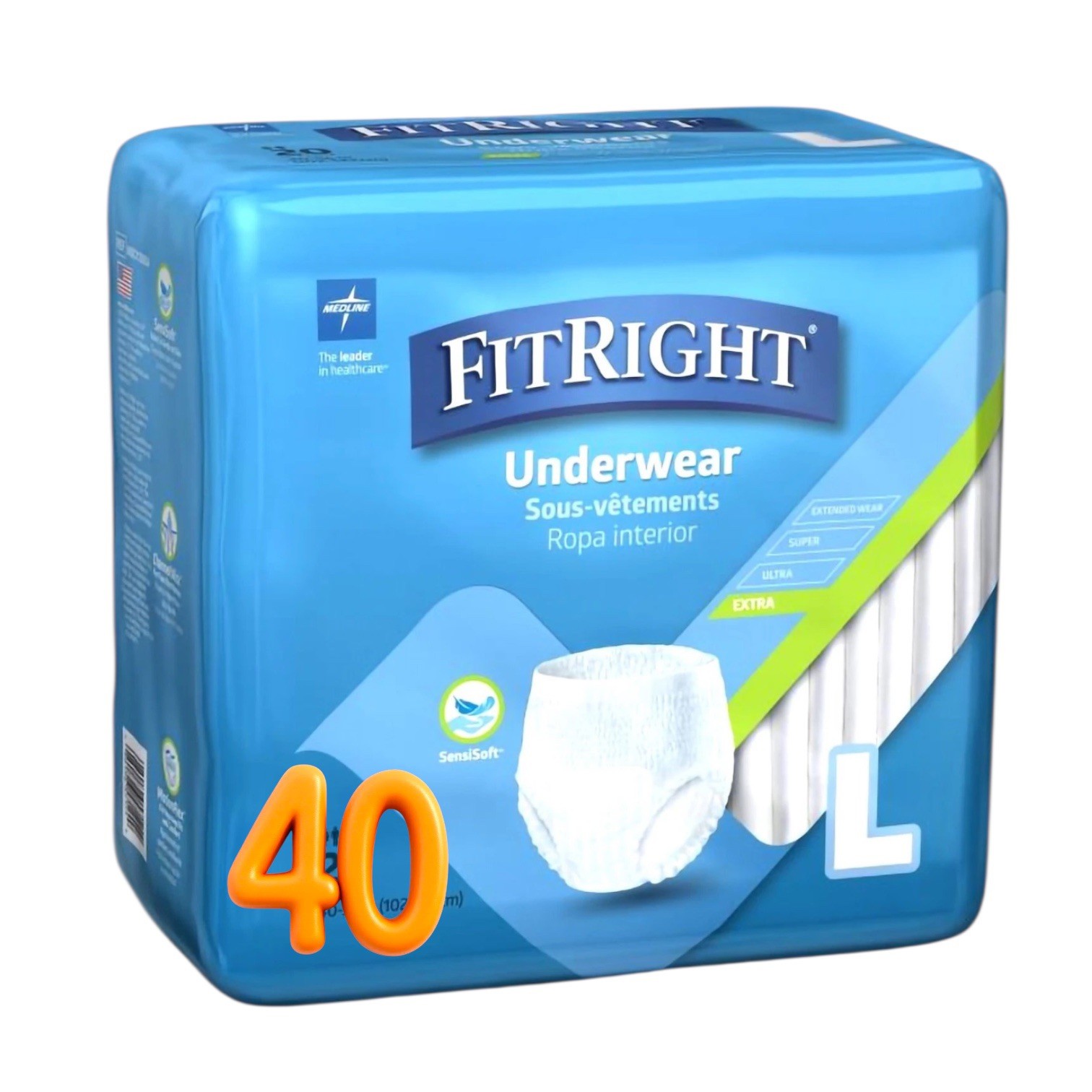 Fitright Adult Underwear 2 packs Large Extra 40 cts Free Shipping