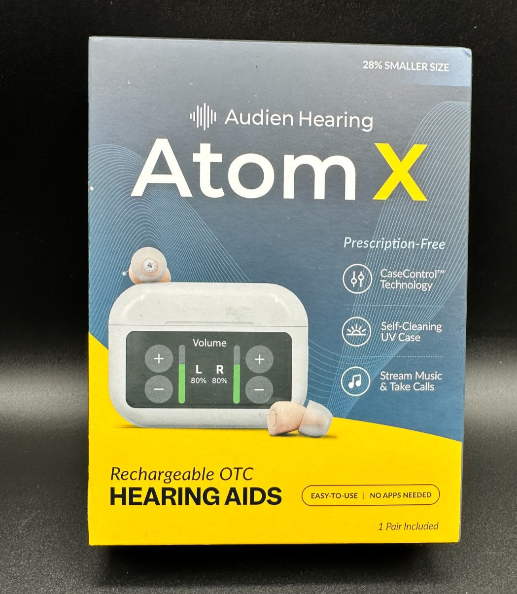 BRAND NEW Audien Hearing ATOM X -Rechargeable OTC Hearing Aids BLUETOOTH