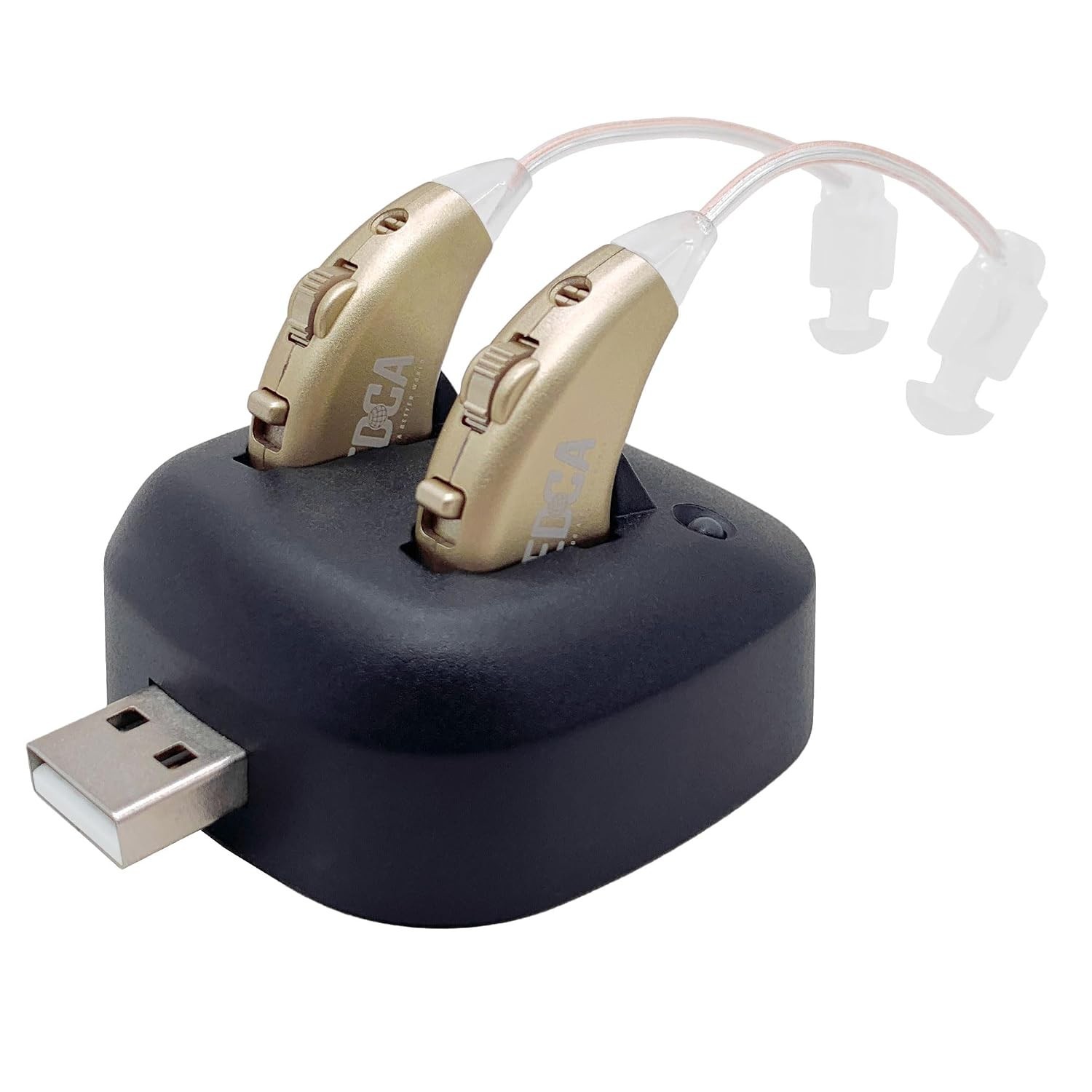 Lightweight Rechargeable BTE Hearing Amplifiers with Active Noise Cancellation
